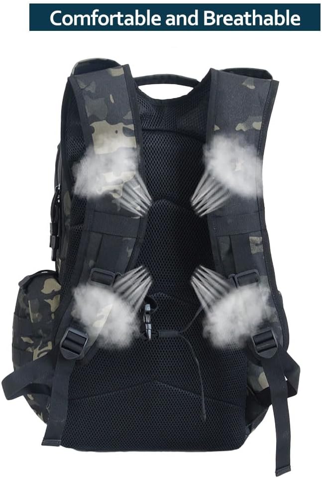 45L Waterproof Fishing Hunting Backpack Outdoor Military Rucksacks Tactical Sports Camping Hiking Trekking Bags (Camo black)