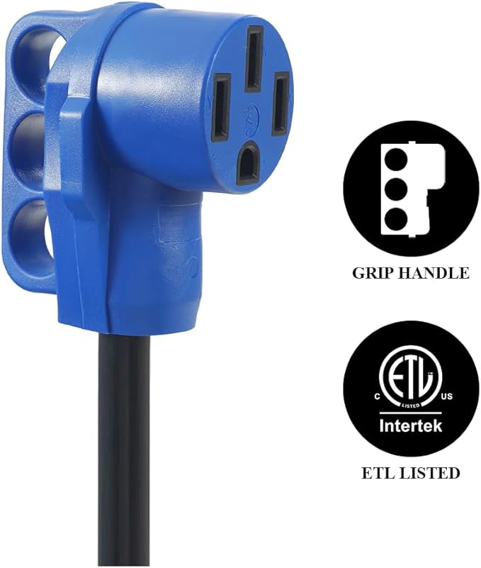 30 Amp to 50 Amp RV AdapterGenerator Plug 4 Prong 30 Amp Power to 50 Amp RVNEMA L14-30P to 14-50R RV Electrical Cord AdapterPlug Adapter Load Up to 30 Amp 250V 7500W 10/3 AWG 12 inch(4 Prong30M50F)