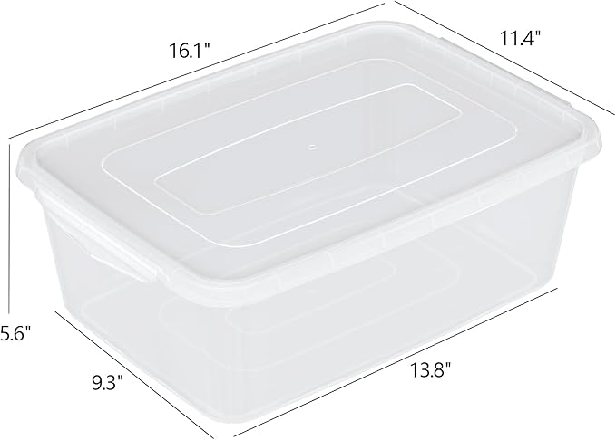 16 Quart Clear Plastic Storage Box Plastic Storage Latching Bin With Lid 6 Packs