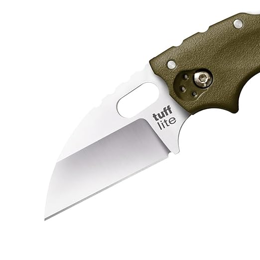 COLD STEEL Tuff Lite 2.5 AUS8A Sheepsfoot Razor-Sharp Plain Blade 3.5 Griv-Ex OD Green Handle Pocket Folding Knife Blister Pack