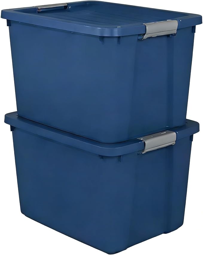 Heavy Duty Wheeled Storage Bin with Lid 20 Gallon Extra Large Rolling Plastic Container for Garage Outdoor Home &amp Industrial Organization (2)