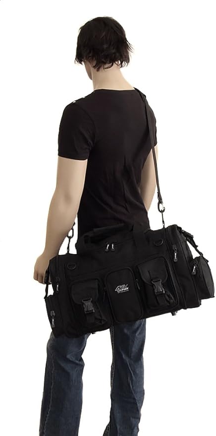 NPUSA Mens Large 22 Inch Black Duffel Duffle Military Molle Tactical Gear Shoulder Strap Travel Bag