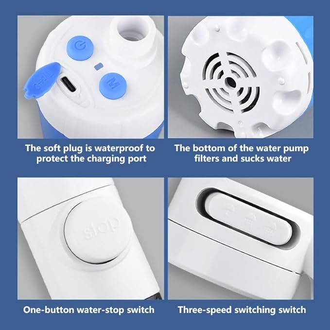 Portable Camping Shower Outdoor Camp Shower PumpUpgrade Rechargeable Electric Shower Pump with Intelligent Digital Display Multiple Spray Modes for Camping Hiking Traveling