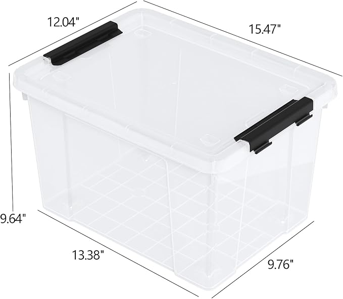 6-Pack Storage Box 22 Quart Stackable Plastic Bins with Snap-On Lids Clear