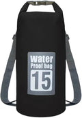 Waterproof Dry Bag 2pcs 5L/10L/15L/20L/30L Outdoor Sport PVC Waterproof Storage Dry Bag for Canoe Kayak Rafting Swimming Travel Kit Sack Backpack for SwimmingBoating(Black 15L)