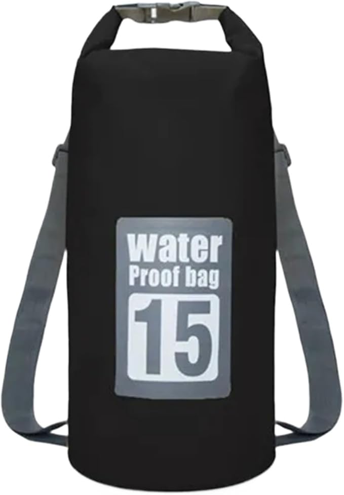 Waterproof Dry Bag 2pcs 5L/10L/15L/20L/30L Outdoor Sport PVC Waterproof Storage Dry Bag for Canoe Kayak Rafting Swimming Travel Kit Sack Backpack for SwimmingBoating(Black 15L)
