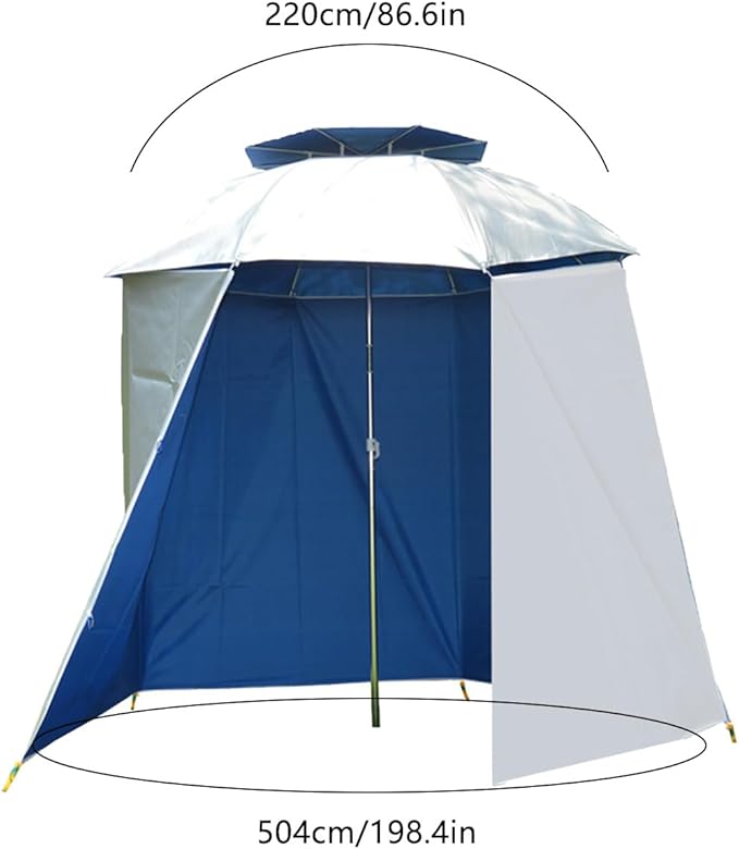 Waterproof Portable Sports Umbrella Tent Semi-Circular Fishing Umbrella Shade with UV Protective Surround Cloth Outdoor Sun Rain Parasol Shelter for Camping Beach Hiking and Fishing Accessories
