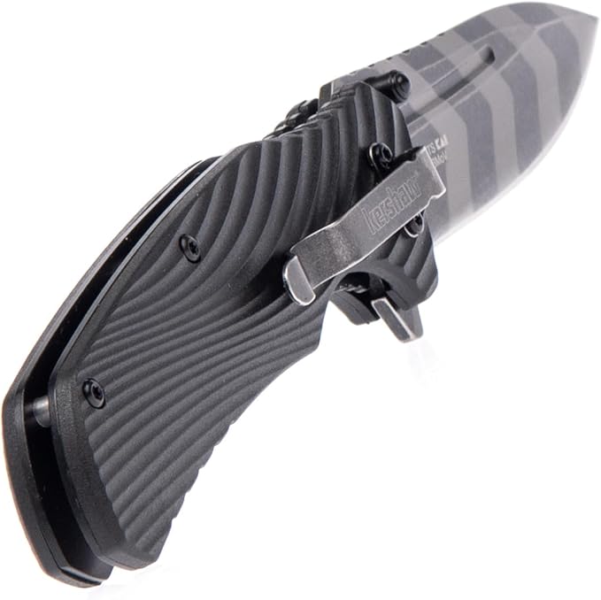 Kershaw - Trace Tigerwashed Pocket Knife Bushkraft Knife Exclusive Outdoor Knife Made of 8Cr13MoV Steel Handle Made of Black TPR