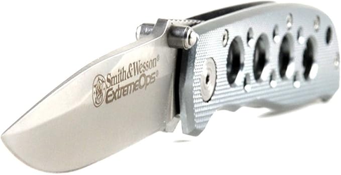 Smith &amp Wesson Extreme Ops CK105H 7.3in S.S. Folding Knife with 3.2in Drop Point Blade and Aluminum Handle for Outdoor Tactical Survival and EDC