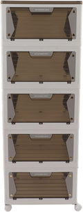 Stackable Storage Bins with Lids Magnetic Suction Folding Storage Containers with Wheels Closet Organizers and Storage with Snap Lock for Home (5 Layers)