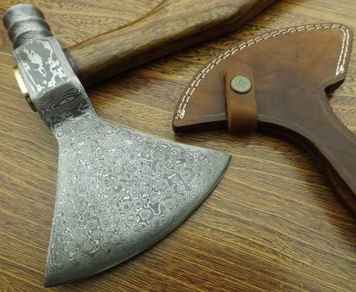 Axe Damascus Steel 21 Rose Wood Handle Axe/Hand Forged Woodsman Axe