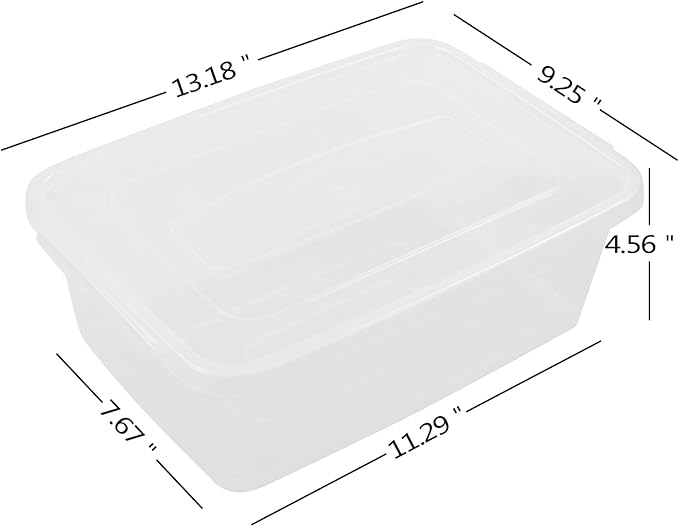 Pekky 6.5 Quart Clear Storage Bin Plastic Latching Box with Lid 4 Packs