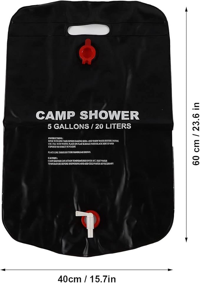 Gavigain 20L Solar Shower Bag5 gallons Solar Heating Camping Shower Bag with Removable Hose for Camping Beach Swimming Outdoor Traveling