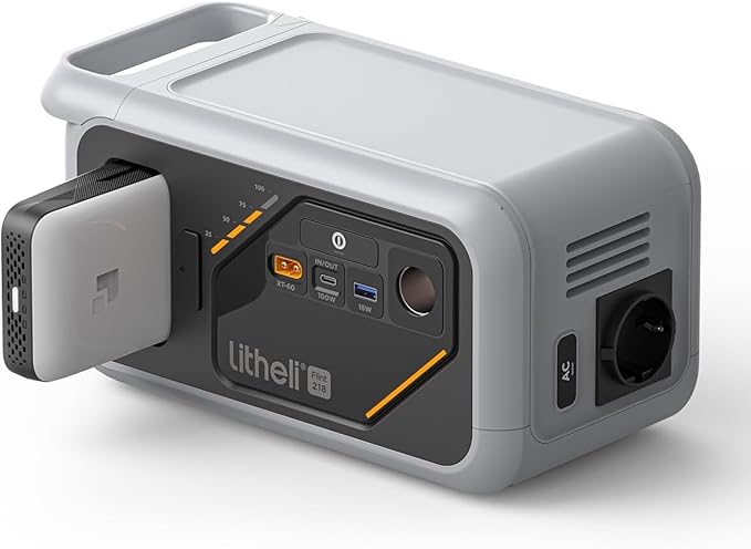 Litheli 218 Serious Portable Power Station (142+74)Wh Camping Lithium Battery Solar Generator (74Wh Battery Pack Ships Separately) 200W AC Outlet Power Bank for Home Outdoor Emergency RV Van Hunting