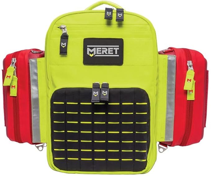 MERET V.E.R.S.A.™ PRO X EMS Backpack (High Viz Yellow) – Modular ALS BLS Trauma Bag with Infection Control Material Laser Cut MOLLE Padded Harness System