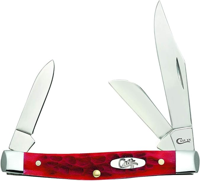 Case Medium Dark Red Bone Stockman Pocket Knife