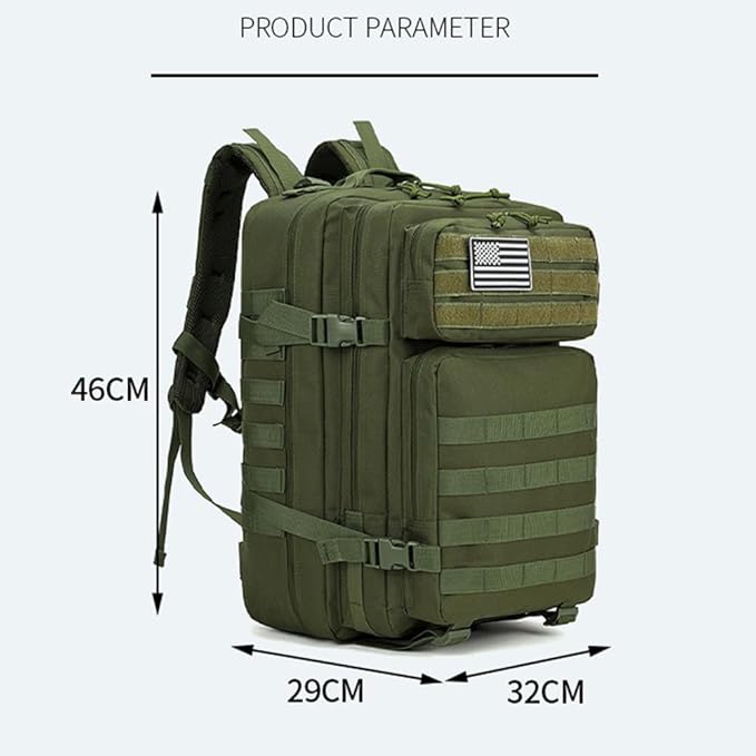 Tactical Backpack for Men Large Military Style Hiking Backpack with MOLLE System Travel Camping Bag for Trekking (khaki)