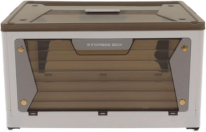 Stackable Storage Bins with Lids Magnetic Suction Folding Storage Containers with Wheels Closet Organizers and Storage with Snap Lock for Home (1 Layer)