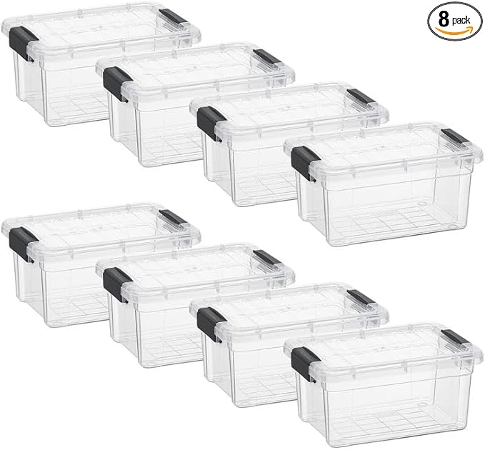 Superio Clear Storage Boxes with Lids 3.5 Quart Plastic Container Bins for Organizing Stackable Crates BPA Free Non Toxic Odor Free Organizers for Home Office and Dorm 8 Pack
