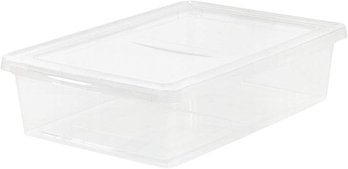 IRIS USA 10-Pack Storage Bins with Lids 28 Quart Shoe Boxes Clear Stackable Containers Organize Shoes Closet Shelves Classroom Organization Teacher Tools Game Storage - BPA-Free Plastic