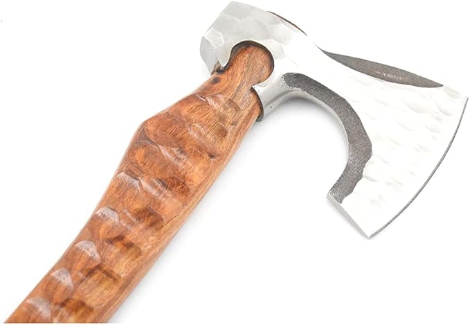 Hand Forged Viking Bearded Axe – 1075 High Carbon Steel Handmade Medieval Style Camping &amp Hunting Axe with Ash Wood Handle and Leather Sheath (Brown-Hand Forged)