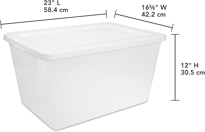 2-Pack 58 Quart Clear Storage Bins with Snap-On White Lids Stackable Plastic Containers for Home Organization Closet Bedroom Garage Storagea