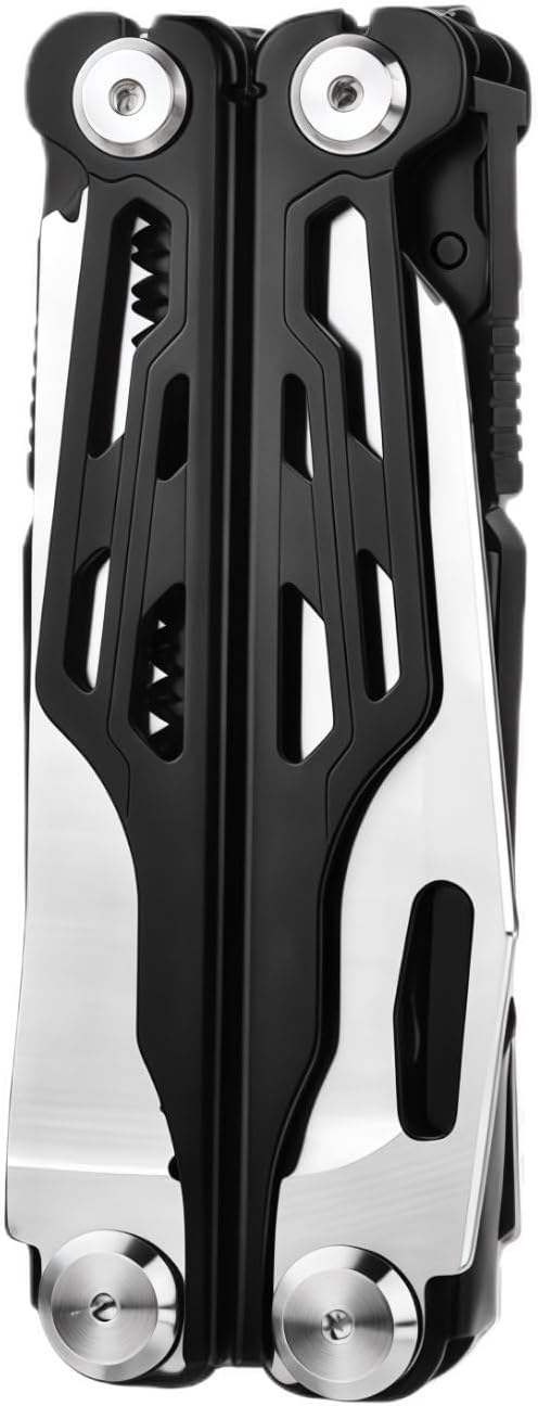 Multitool 20-in-1 Full-Size Lightweight EDC Tactical Gear Camping Knives &amp Tools Gift Ideas for Men Equipment for Emergencies Hiking and Outdoor Camping Multi-Purpose Pliers (Black)