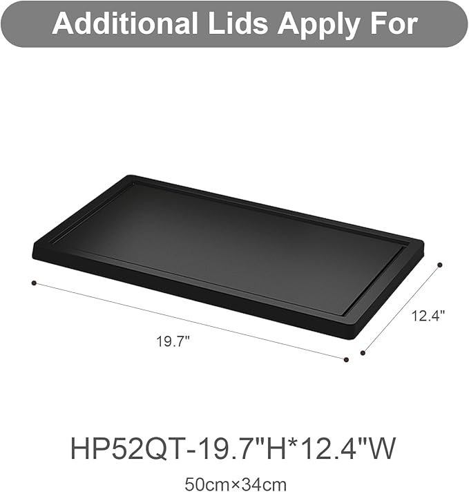 UAMFURI additional Extra Large Lids for UAMFURI 160/165QT storage bins1-pcs Lids only（19.7''W*12.4''D） (Black-2pcs 52QT/48QT)