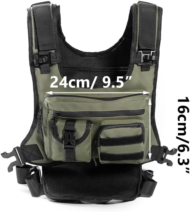 DONGKER Chest BagMulti-Pocket Hiking Travel Chest Pack with Zipper &amp MOLLE System for Hunting Cycling Climbing Fishing