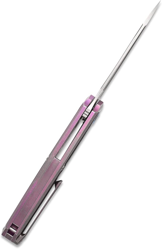Sitivien ST999 Folding KnifeS35VN Steel Blade with Titanium and Carbon Fiber Handle Frame LockEDC Knife with pocket clip for Outdoor Camping Survival Hiking(Pink)
