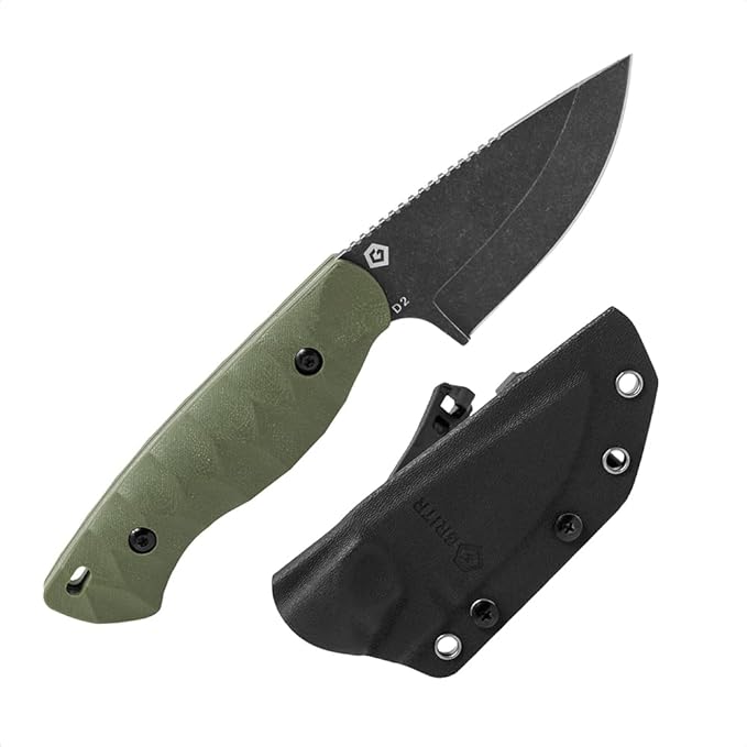 GRITR Scout Fixed Drop Point Blade Full Tang Knife with Ambidextrous Kydex Belt Sheath for Outdoor Camping Hiking Hunting Fishing Survival | EDC Tactical Gear for Men &amp Women