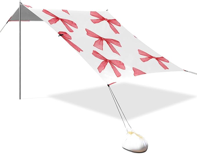 ALAZA Red Watercolor Bow Pattern Beach Tent Sun Shelter Portable Canopy Sunshade for Outdoor Camping Picnics Backyard Fun 10x9 ft