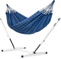LA SIESTA® - Large Double Brisa Classic Hammock &amp Nautico Steel Stand - Weather &amp Tear Resistant Portable Hammock w/Stand - Balcony Porch Garden Outdoor Indoor Hammock - 2-Person Max 355 Lbs