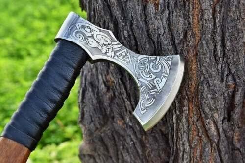 Handmade Carbon Steel Viking Axe for Hunting Bearded Camping Axe Outdoor Camping Axe