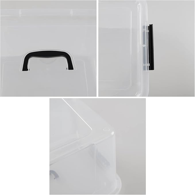18 Liters Storage box with lid Clear Plastic Storage Totes with Handles Set of 6