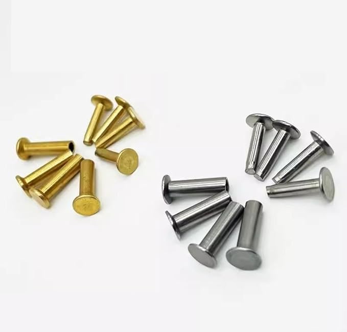 15 Sets 4MM Brass and Stainless Screw Rivets are Suitable for Kitchen Knife Handle Attachment(Brass)