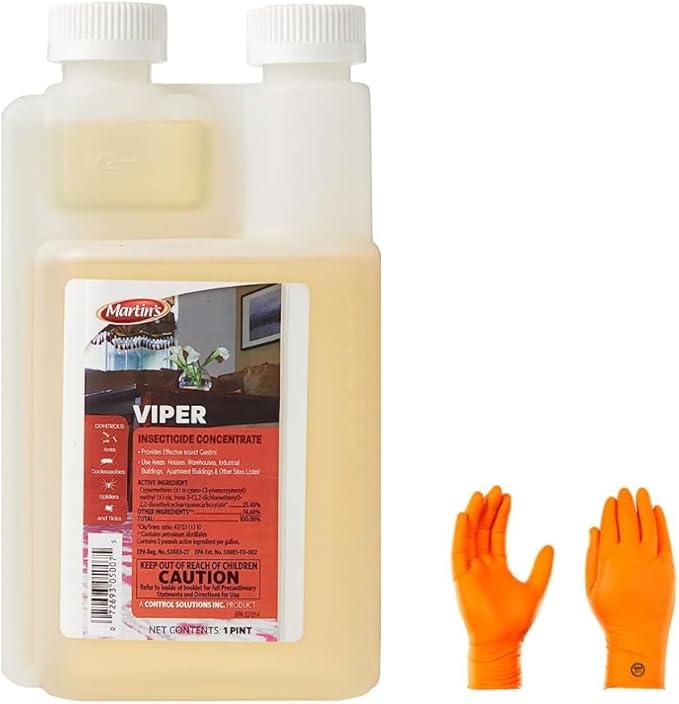 Martin's Viper Insecticide: Your Ultimate Pest Weapon 16oz | Premium USA Supply Gloves for Safe Eradication | USA Supply Pest ID Card