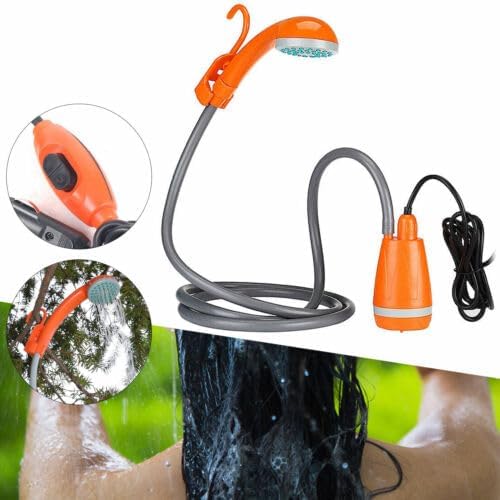 Outdoor Shower Head Portable Shower Camping Shower Outdoor Camping Shower Pump Efficient Shower Adjustable Water Flow Suitable for Camping Garden Watering Pet Cleaning