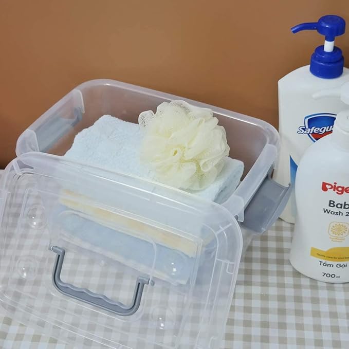 Readsky 5 L Clear Plastic Latch Box with Lids and Handle 6 Packs