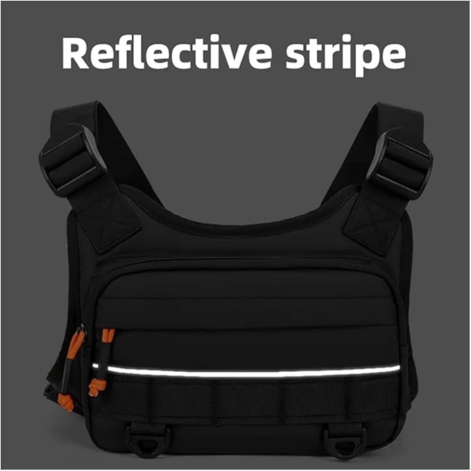 Genérico Front Chest Bag Camping Vest Backpack Compatible for Men Women Running Tactical Pack Sports Outdoor Cycling fishing(Black Camouflage)