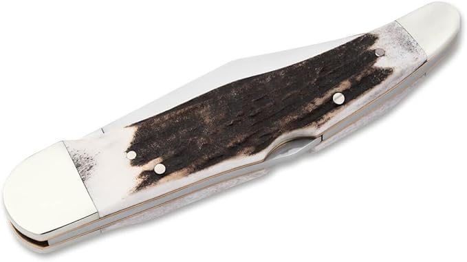 Boker Folding Hunter Single Blade 4.5 Inch Folding Pocket Knife Genuine Stag Handles Traditional Sereis 2.0 Made In Germany