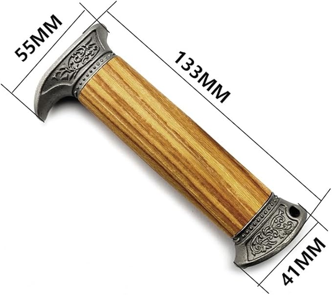 1PC Wooden Knife Handle Blank Replacement Fits for Kitchen Knives CNC DIY Knife Grip with Steel Finger Guard Protector