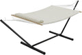 2-Person Hammock Suite with Stand450lbs Capacity 2 Person Cotton Rope Portable Hammock with Polyester Quilted Pad and Pillowfor Garden YardCamping and Patio.White