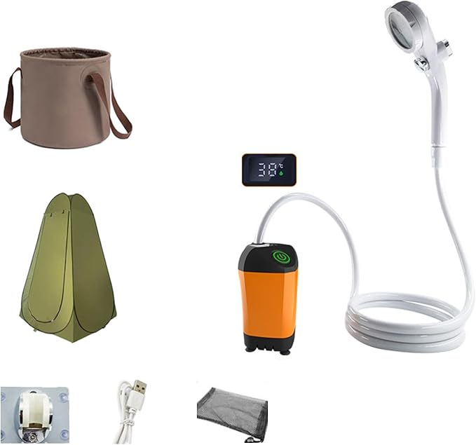 Portable Shower for Camping Portable Camping Shower with Electric USB Rechargeable Battery Outdoor Shower Pumps