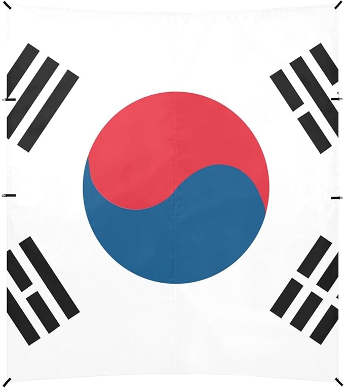 South Korea Flag Beach Cabana Tent UPF50 Easy Setup Large Sun Shelter with Sturdy Poles Sandbags and Shovel for Backyard and Camping