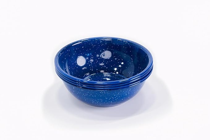 Enamelware for Camping and Backpacking - Cookware Gear Essentials for Camping and Backpacking (Made by Caddis Sports Inc.) (6 Inch Bowl (8 Pack))