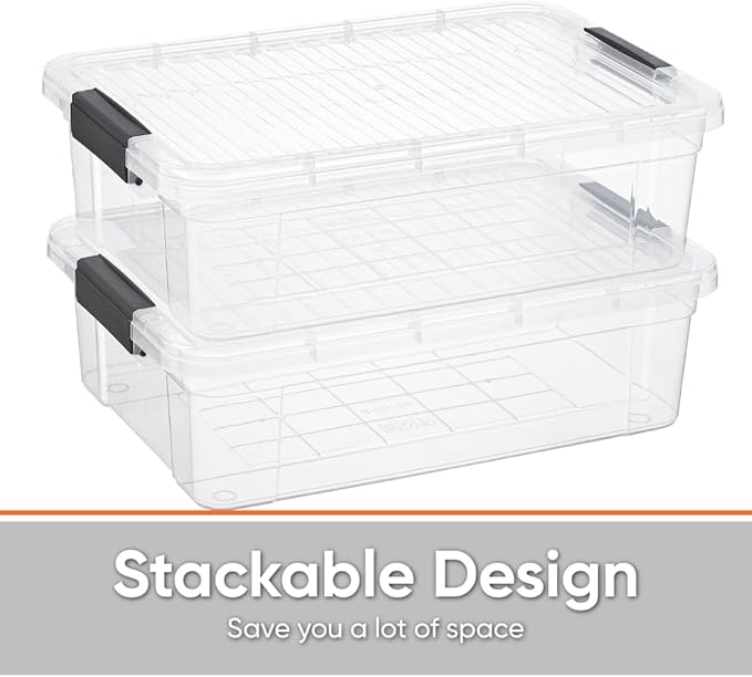 Superio Storage Bins with Lids Clear Plastic Containers for Organizing Stackable Totes BPA Free Odor Free Organizer Boxes for Home and Dorm (6 Pack 22.75 Qt)