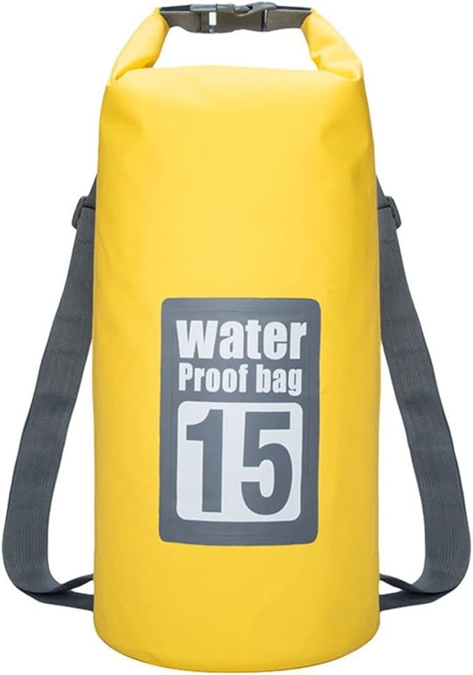 Waterproof Dry Bag Floating Waterproof Dry Bag Roll Top Dry Compression Sack with Adjustable Shoulder Straps (Color : Yellow)