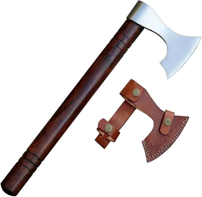 14 inches Hand Forged Hatchets Axe Real Wood Working Bushcraft Camping Axe - Forest Hunting - Chopping Wood - Custom Handmade Gardening - Wood Cutting with Leather Sheath
