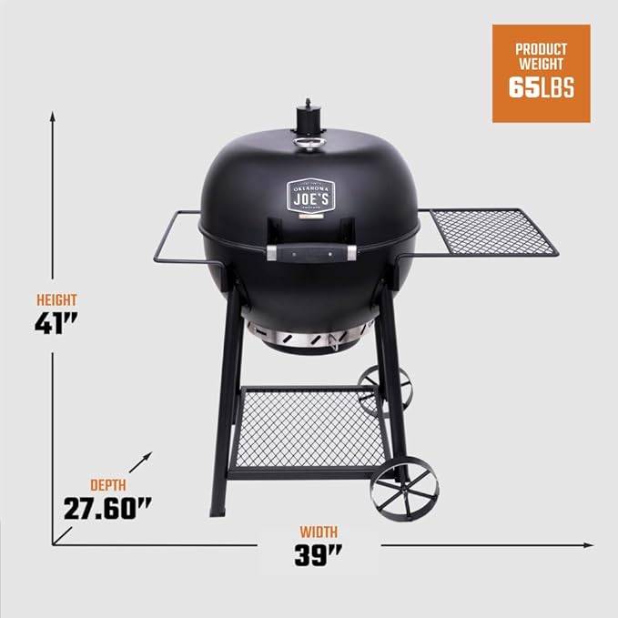 Oklahoma Joe's Blackjack 21.5 in. Heavy-Duty Kettle Charcoal Grill with 382 sq. in. Cooking Area Black